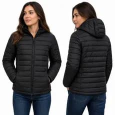 Jaqueta Puffer Impermeavel Bobojaco Corta Vento de Frio Gominho Casual Feminina Capuz Removivel
