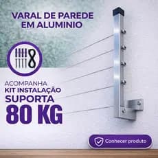 Varal de Parede Retrátil Recolhível Alumínio Reforçado para Roupas e Edredom