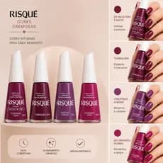 Kit 4 Esmalte Risque Tons Roxo Cremoso Hipoalergenico