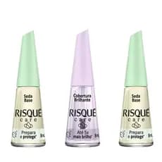 KIT 2 Bases Seda Care Prepara e Protege e 1 Brilhante Até 5X Mais Brilho Risqué Care 8ml