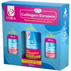 Kit Cutilagem Europeia Cora Removedor Esfoliante e Hidratante de Cutículas Gel Cravo karité Espátula
