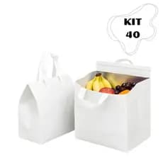 KIT 40 Sacolas com Velcro Bolsa Termica Portatil para Passeio Cooler 16 Litros