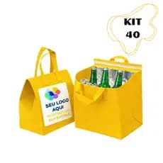 KIT 40 Bolsas Sacolas Termica Personalizado Envie sua Logo Cooler 12L