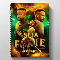 Caderno Neymar Capa Dura Futebol 1,10, 20 Matérias Personalizado