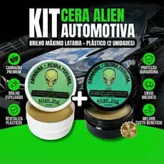 Kit Cera Alien Lataria + Cera Alien Plástico Carnaúba Automotiva, Revitalização Completa