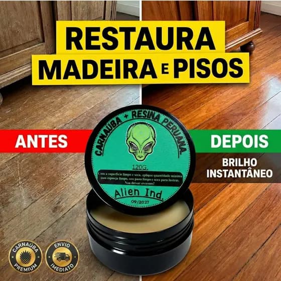 Cera Alien Ind. Restauradora P/ Madeira, Piso, Móveis Carnaúba