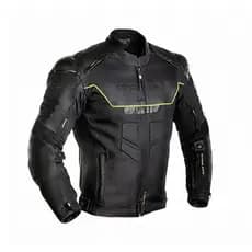 Jaqueta Motociclista Texx Falcon V2 Couro E Cordura Preta/verde
