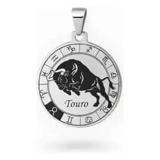 Pingente Signo De Touro Em Aço Inox 316l Gravado A Laser