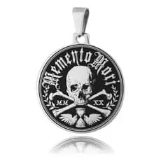 Pingente Memento Mori de Aço inox Gravado a Laser