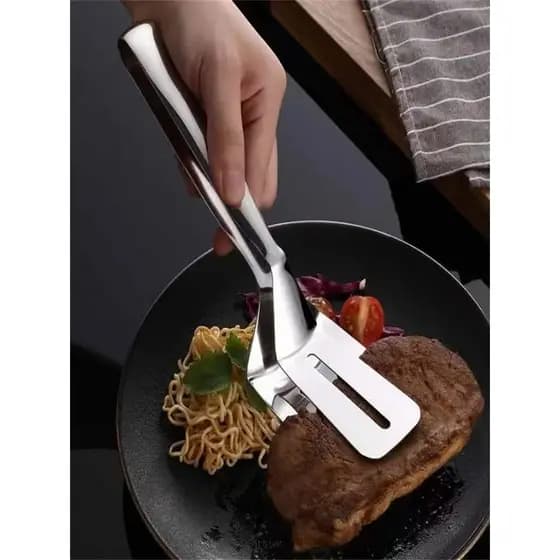 Espátula Culinária Dupla com Pegador Aço Inox