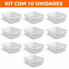 Kit Cestinha Organizador Multiuso Cesto Plastico Para Banheiro Cozinha Gaveta E Armário