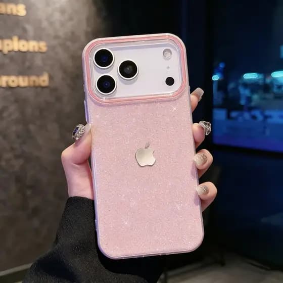 Capa Glitter Para iPhone 17 Pro Max 16 15 13 11 14 12 11 Plus Air XR Xs16E Logotipo De Metal À Prova De Choque Capinha