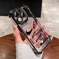 Capa Anti-Queda Transparente Para iPhone 16 15 14 Plus 13 12 11 17 Pro Max Air Etiqueta Criativa de Luxo Capinha