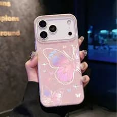 Capa Para iPhone 17 Pro Max 13 11 16 15 14 12 11 Pro Xs Max Plus Air XR Gradiente Borboleta Capinha Glitter Bling Capas