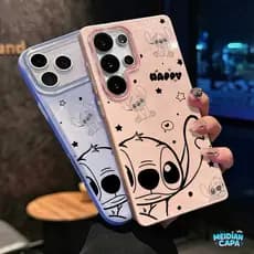 Capa Stitch Minimalista com Brilho Anti-Queda para Samsung A17 A07 A06 A15 A16 A32 A56 A36 A55 A54 A23 S26 S25 Capinha