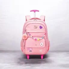 Mochila Escolar De Rodinhas Infantil Menina Com Pompom Impermeável