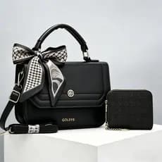 Bolsa Feminina 2 Peças Com Carteira Alça De Mão E Transversal Luxo Elegante Tendência Uso Diário Trabalho Passeio