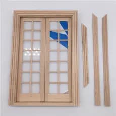 Material para porta e janela em miniatura para casa de bonecas 1:12, DIY, porta branca simples de abertura dupla com 28