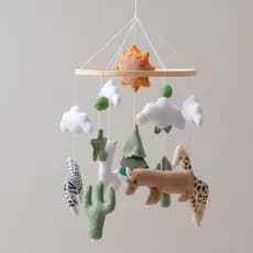 Móbile para berço infantil estilo nórdico "Sun Forest", feito à mão em feltro, auxiliar de sono para bebês, novo móbile