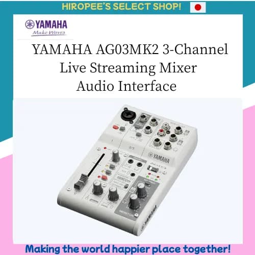 YAMAHA AG03MK2 Interface De Áudio Do Mixer De Transmissão Ao Vivo De 3 Canais Branca Com Cabo De Microfone M