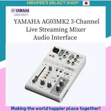 YAMAHA AG03MK2 Interface De Áudio Do Mixer De Transmissão Ao Vivo De 3 Canais Branca Com Cabo De Microfone M