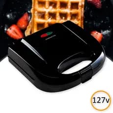 Máquina de Waffle Aroma Panquecas Crepes Omeletes Pão de Queijo Elétrica Antiaderente Grill Preto 750w 127v Agratto