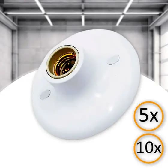 Kit 5un 10un Plafon Plafonier Soquete de Porcelana E27 100w Branco OPL