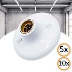 Kit 5un 10un Plafon Plafonier Soquete de Porcelana E27 100w Branco OPL