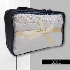 Lençol Queen Percal Liso Bege para Cama Casal