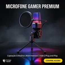 Microfone Gamer Redragon RGB USB-C Incrível para Streaming Integrado Som Ní­tido Perfeito