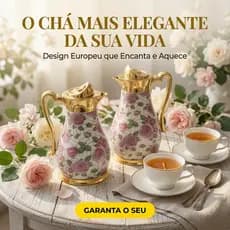 Garrafa Térmica Porcelana Floral Europeia Conjunto 2 Peças Luxo Premium Estilo Vintage Clássico Sofisticado