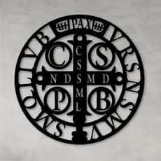Quadro Medalha São Bento MDF 3mm Vazado Decorativo Parede Proteção Espiritual