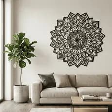 Mandala Decorativa MDF Preto Fosco Vazado | Quadro Parede Sala Quarto Decoração Moderna Luxo