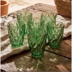 Jogo de Copo com 6 unidades de Vidro Diamante água vinho suco refrigerante drinks