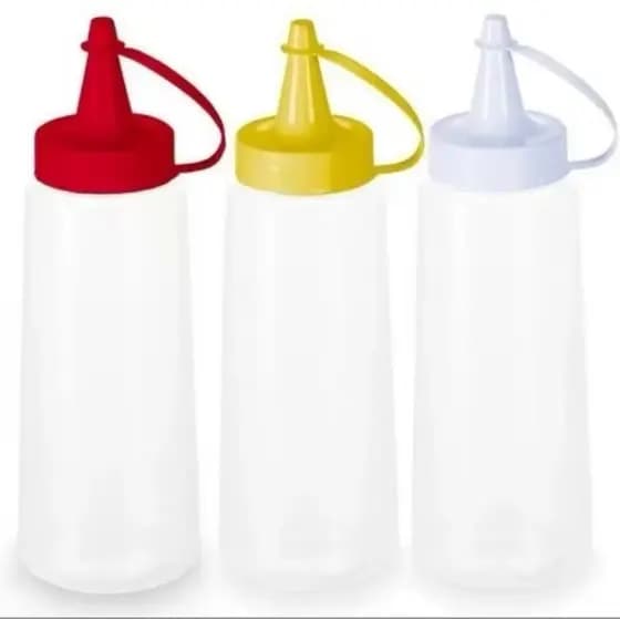 Kit 3 Bisnagas Para Molho 200Ml Embalagem Ketchup Mostarda Maionese Reutilizável bar pizzaria lanchonete cozinha