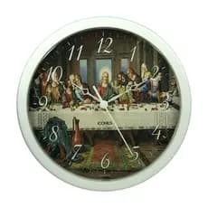 Relógio de Parede Decorativo Santa Ceia 24cm Redondo Religioso Sala Cozinha Escritório