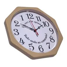 Relógio de Parede Anti-Horário 24cm Oitavado Bavária Moderno Decorativo Sala Quarto Cozinha