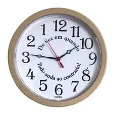 Relógio de Parede 24cm Redondo Anti-Horário Bavária Decorativo Sala Quarto Cozinha Escritório