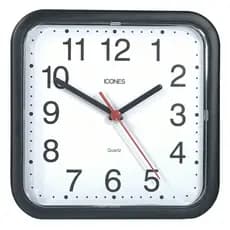 Relógio de Parede Quadrado 22cm Preto e Branco com Números Arábicos – Decoração Moderna para Sala, Cozinha e Escritório