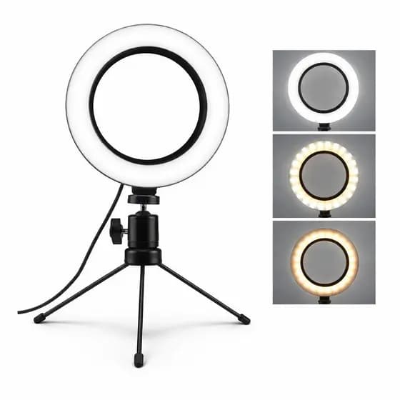 Ring Light de Mesa Blogueira Portátil Luminária De Led 6 Polegadas + Tripé De 16 Cm Right