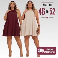 Vestido Feminino Plus Size Gola Alta Curto Casual Elegante Confortável Verão G1 G2 G3