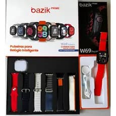 Smartwatch Bazik Prime W69 PRO MAX 49mm Preto + 7 Pulseiras Silicone