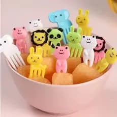 KIT C/50 /10 peças Mini Garfo Para Petisco Infantil Desenho Animado Fruta Bolo Sobremesa