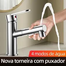 Torneira de Cozinha Giratória 360° com Bico Extensível, 3 Modos de Jato, Aço Inoxidável Resistente para Pia