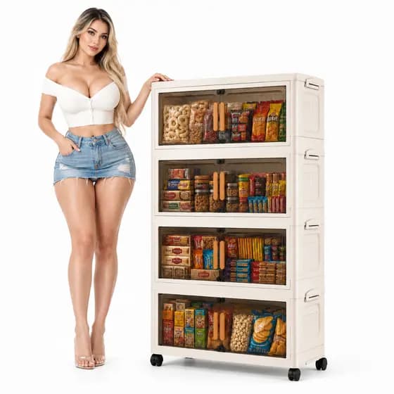 Armário Organizador Dobrável 4 Portas - Design Dobrável, Rodinhas Resistentes, Vedação Eficiente