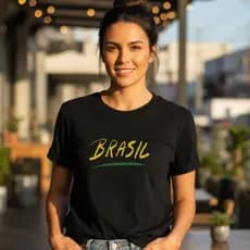 Blusa Feminina Estampa Brasil Algodão Básica