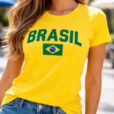 Blusa Feminina Camiseta Estampa Brasil Copa Mundo