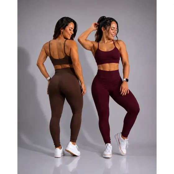 Kit 2 Conjunto Fitness calça e Cropped - Conjunto Academia Cintura Alta
