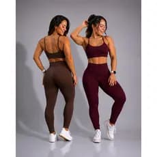 Kit 2 Conjunto Fitness calça e Cropped - Conjunto Academia Cintura Alta