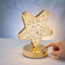 Abajur Luminária Estrela LED Touch Recarregável Sem Fio Cristal Decorativa Presente 3 Cores